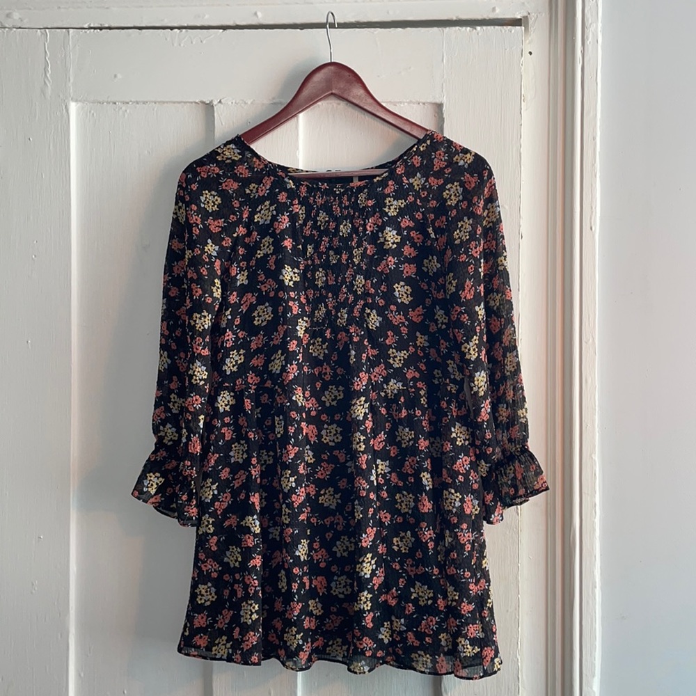 Free People 3/4 sleeve floral empire waist dress